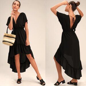 Lulus Zarina Black High-Low Maxi Dress / Size S